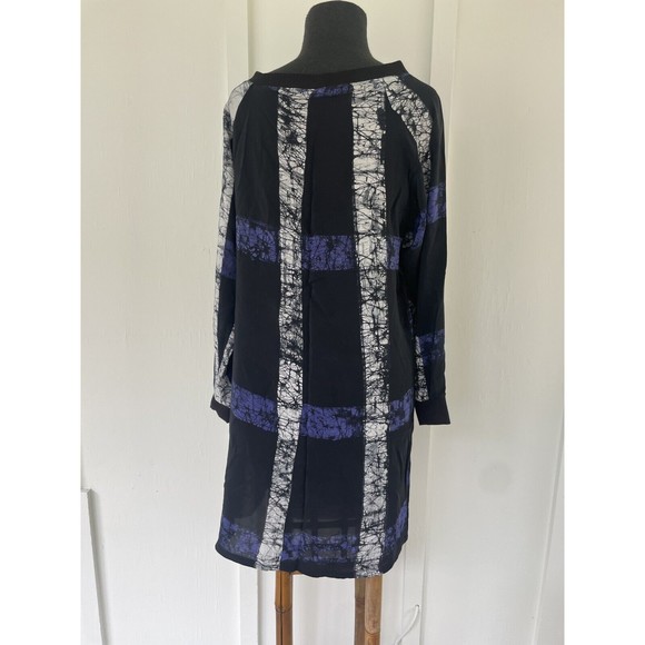 OSEI DURO Silk Dress Abstract Design Black Purple White size Small - Picture 6 of 8